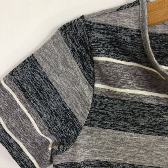 Christopher & Banks Womens V-Neck T-Shirt Short Sleeves Striped Gray Size PS - Picture 7 of 16